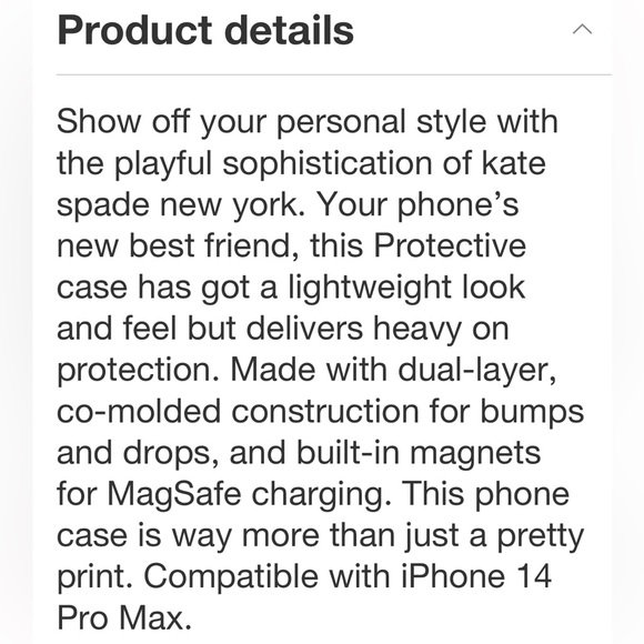 KATE SPADE NWT iPhone 14 Pro Max protective case w/ mag safe -clear/black - Picture 7 of 7